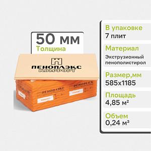Экструзионный пенополистирол ПЕНОПЛЭКС КОМФОРТ® 50х585х1185 мм Т-15